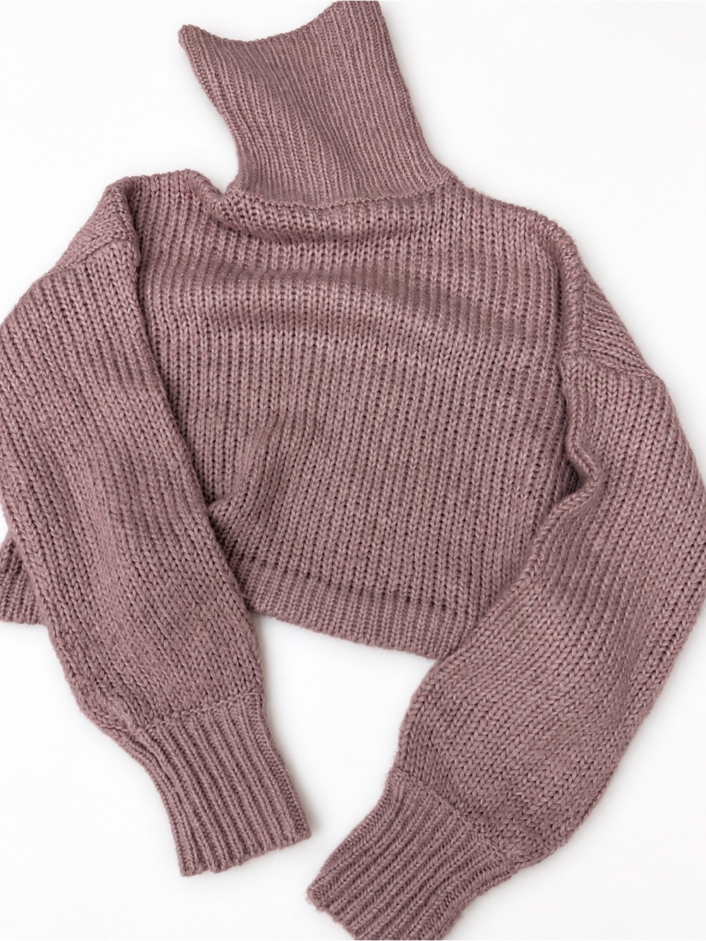 Mable Anthropologie Cropped Turtleneck knit chunky Sweater - Dusty Rose